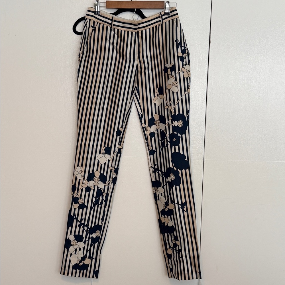 1990’s vintage Diane Von Furstenberg Black and Cream Striped pants